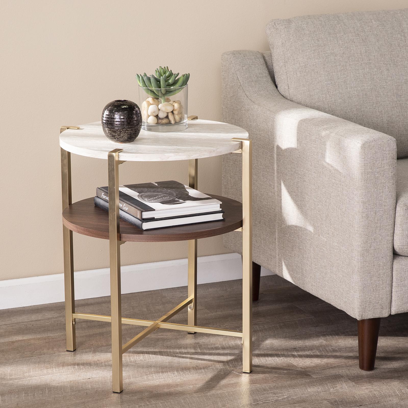 Ardmillan Round End Table with Faux Marble Top 11 Ardmillan Round End Table with Faux Marble Top