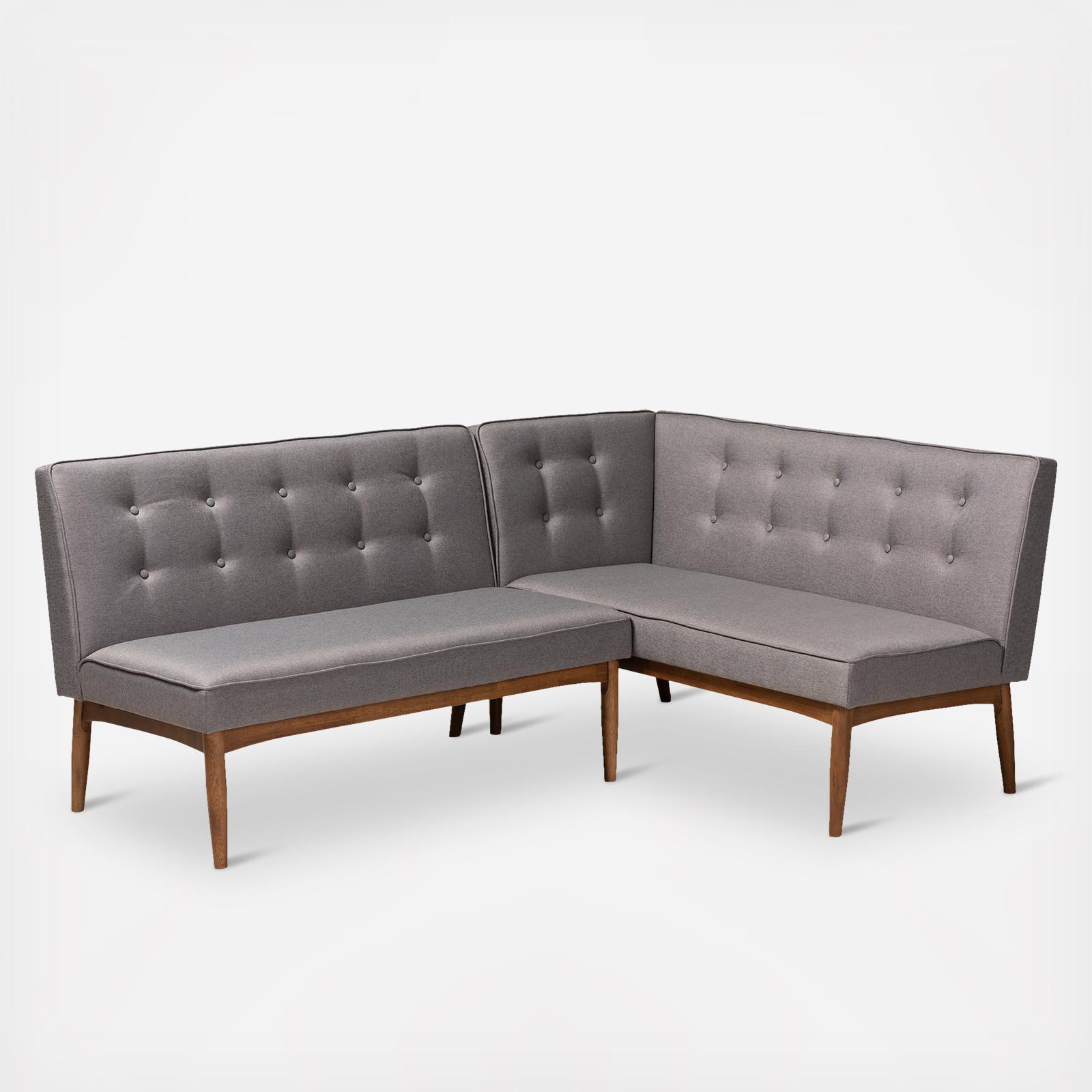 Arvid Mid-Century Modern Upholstered 2-Piece Dining Corner Bench Set
