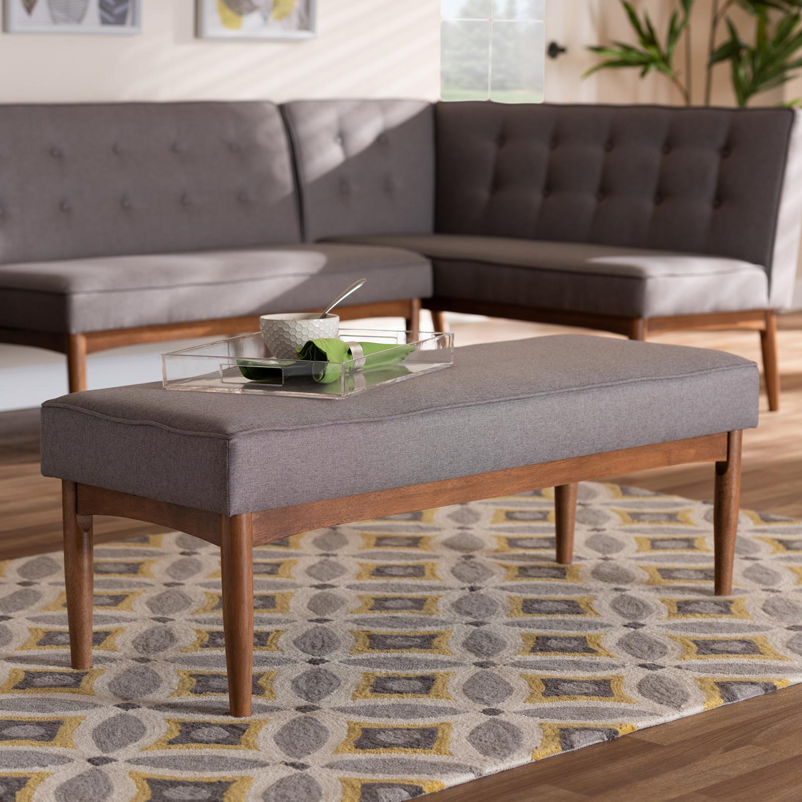 Arvid Mid-Century Modern Upholstered Dining Bench