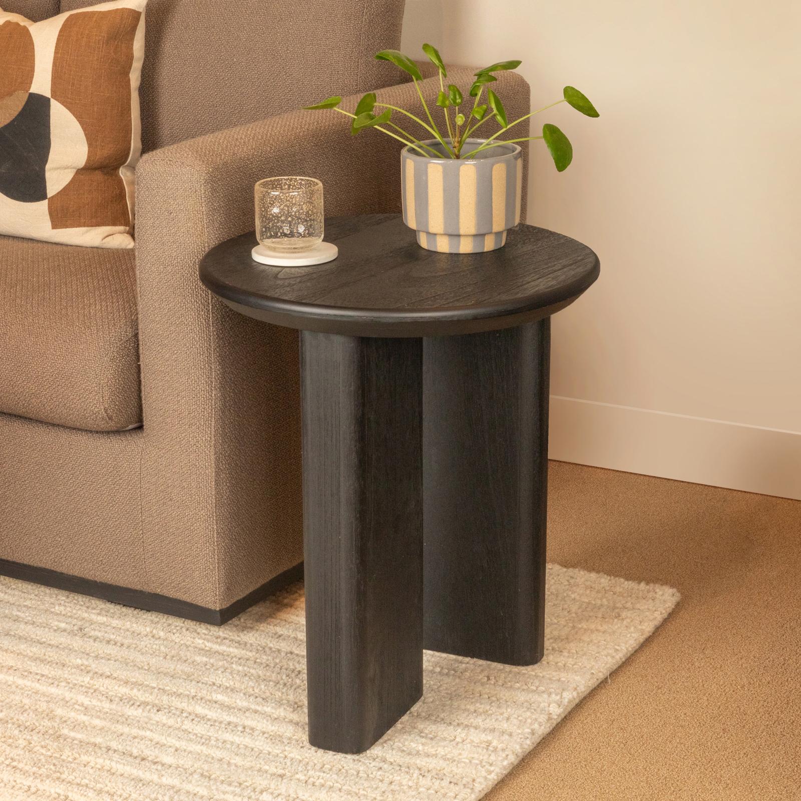 Asymmetrical Firwood Round End Table