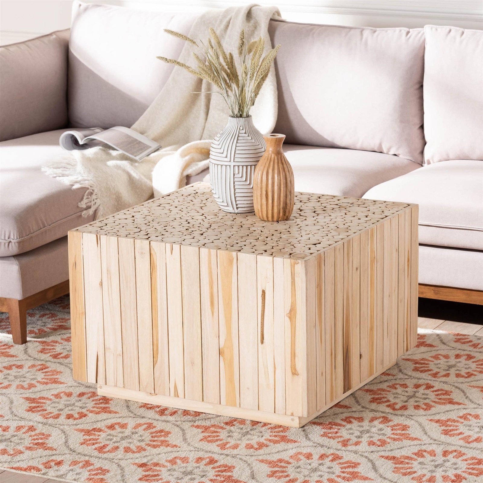 Augusta Bohemian Coffee Table with Unique Repurposed Wood Logs 1 Augusta Bohemian Coffee Table with Unique Repurposed Wood Logs