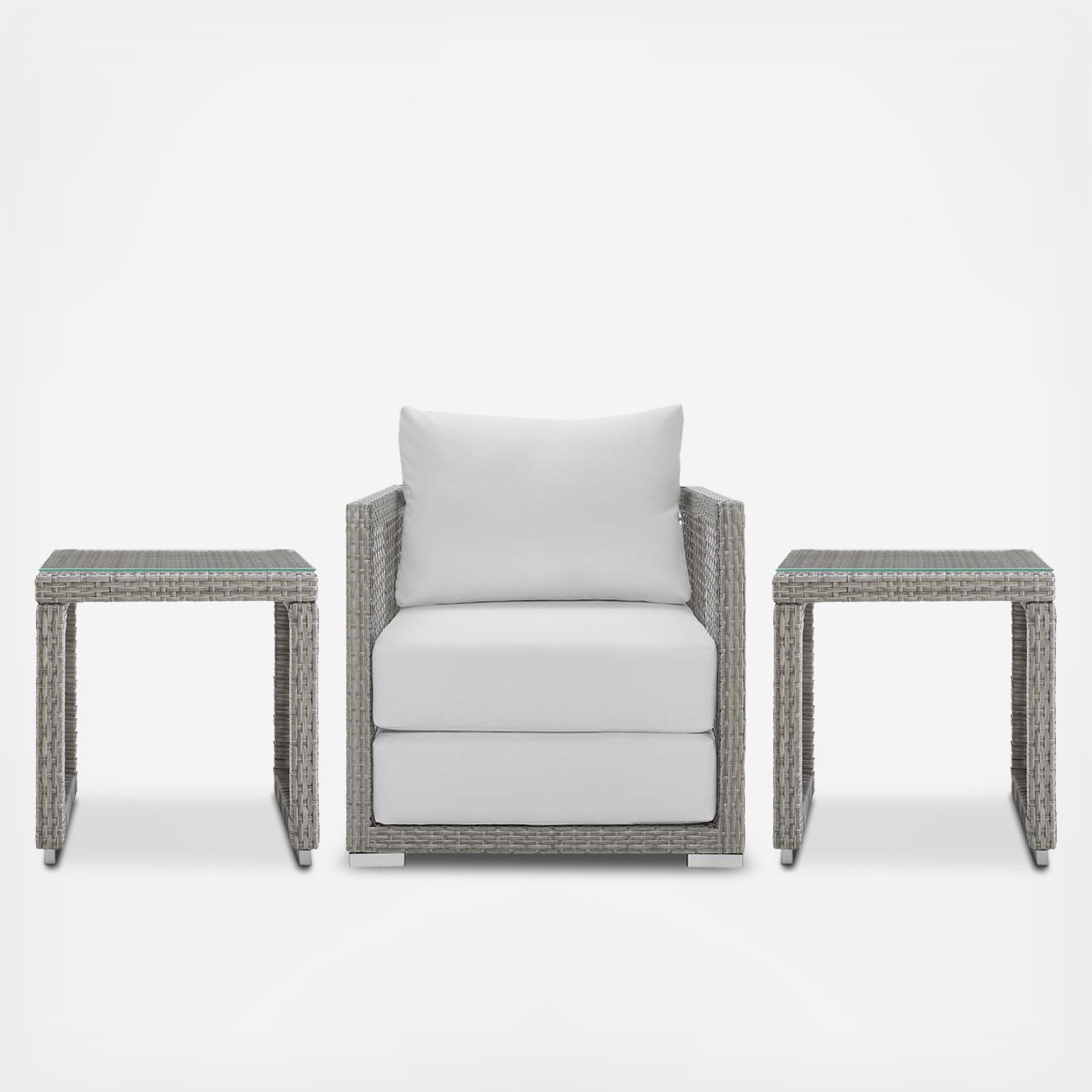 Aura 3-Piece Outdoor Patio Armchair Set 1 Aura 3-Piece Outdoor Patio Armchair Set