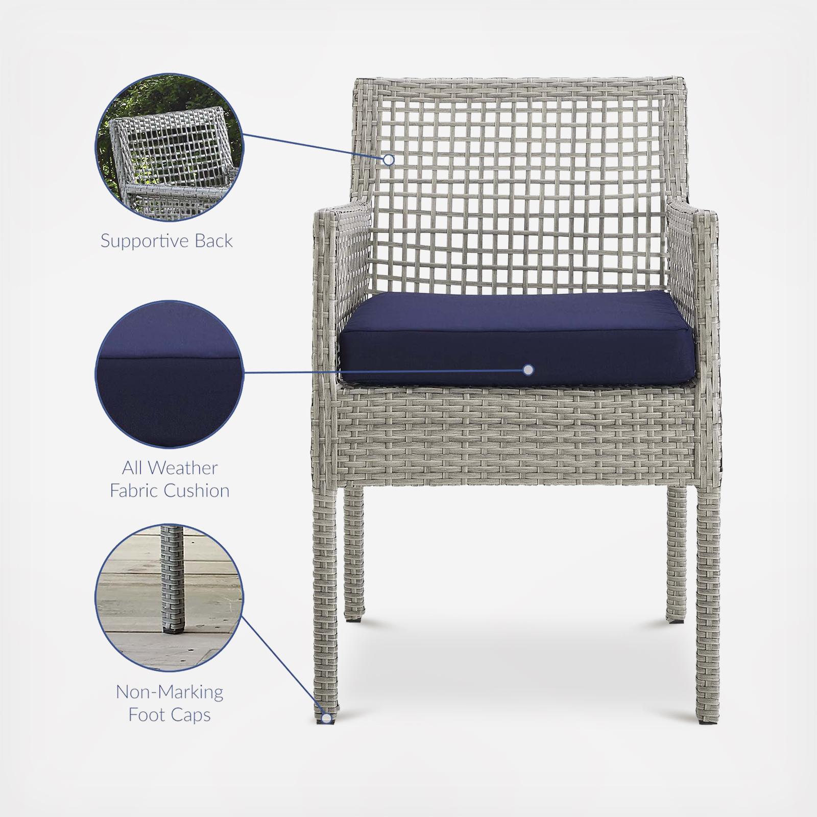 Aura Outdoor Wicker Rattan Dining Armchair