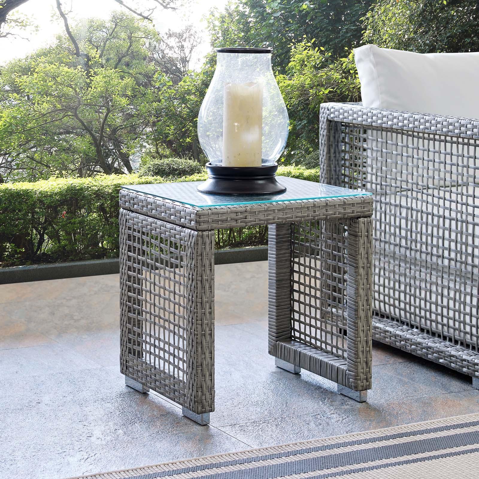 Aura Outdoor Wicker Rattan Side Table 1 Aura Outdoor Wicker Rattan Side Table