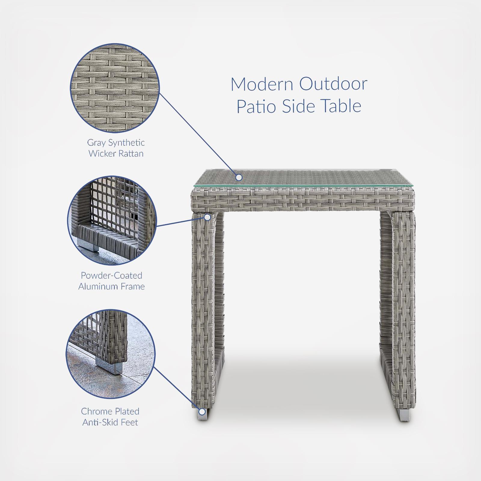 Aura Outdoor Wicker Rattan Side Table 6 Aura Outdoor Wicker Rattan Side Table