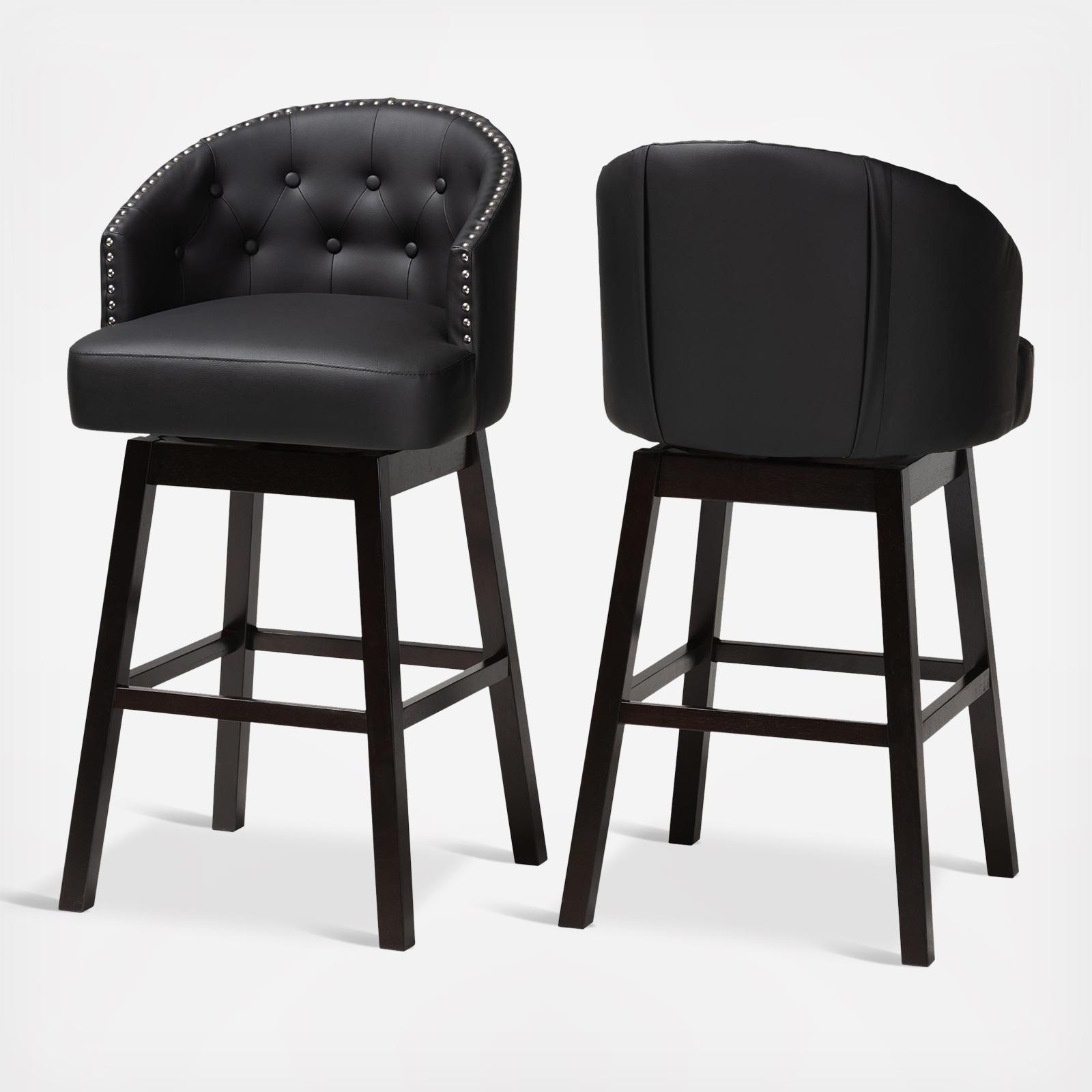 Avril Modern & Contemporary Swivel Barstool, Set of 2 4 Avril Modern & Contemporary Swivel Barstool, Set of 2