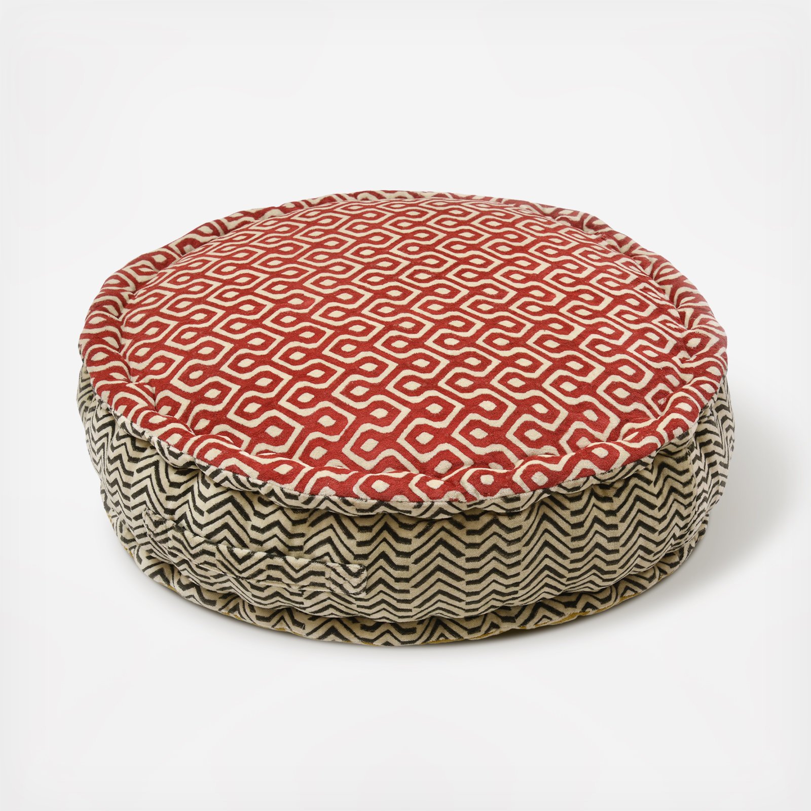 Block Print Double Sided Round Meditation Cushion
