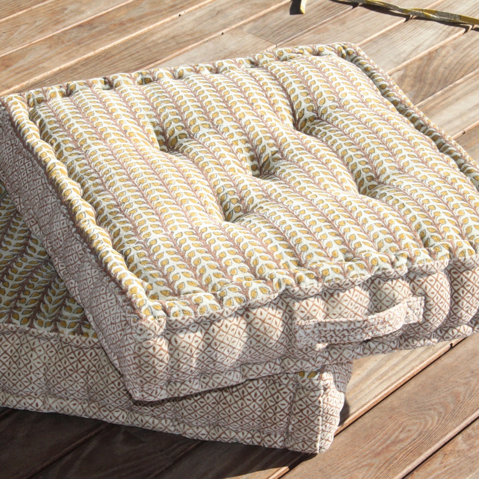 Block Print Square Meditation Cushion 1 Block Print Square Meditation Cushion