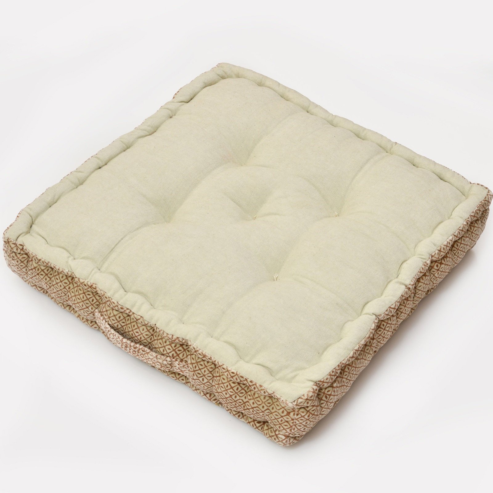 Block Print Square Meditation Cushion 3 Block Print Square Meditation Cushion