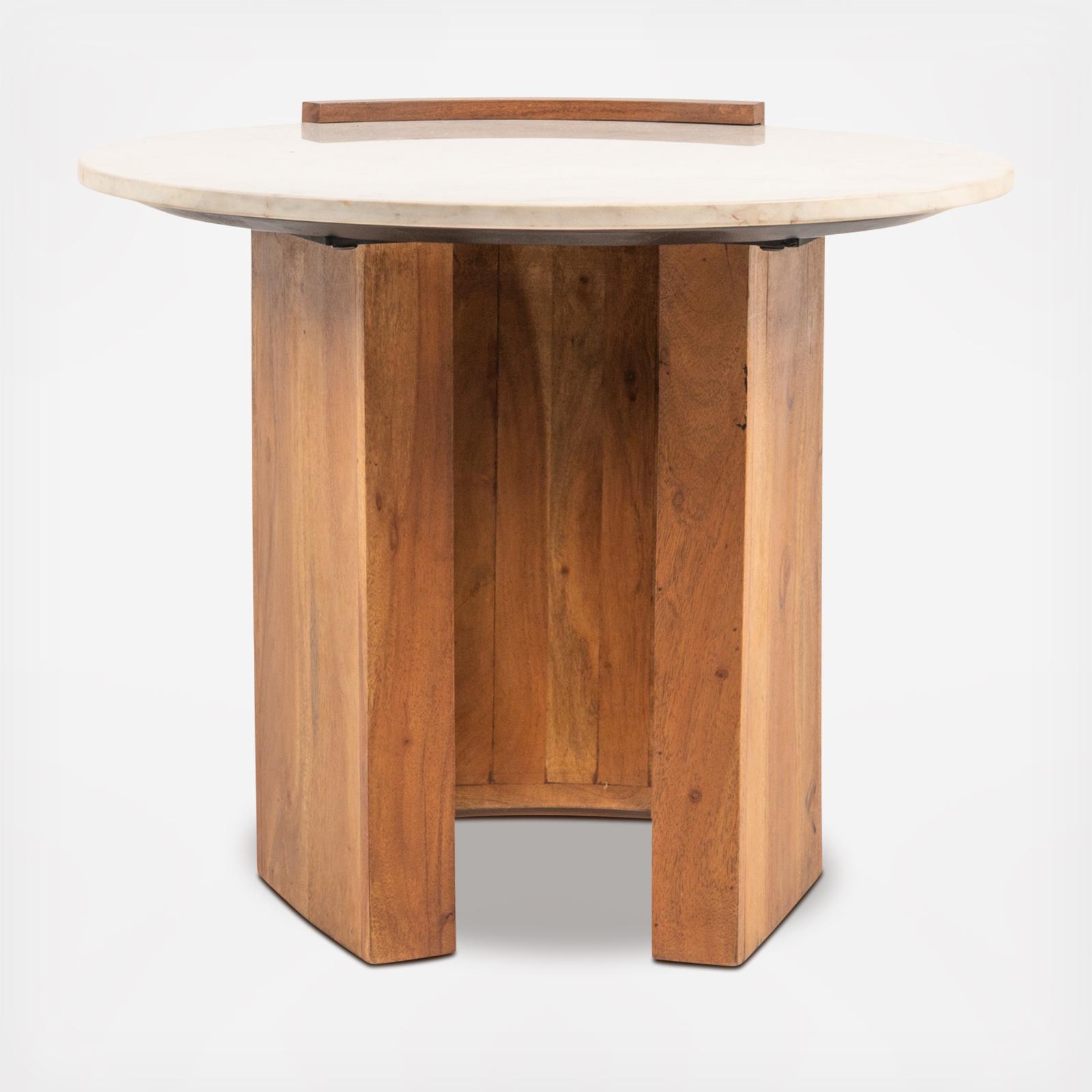 Bodhi Round Marble & Mango Wood Semi-Enclosed Coffee Table 2 Bodhi Round Marble & Mango Wood Semi-Enclosed Coffee Table