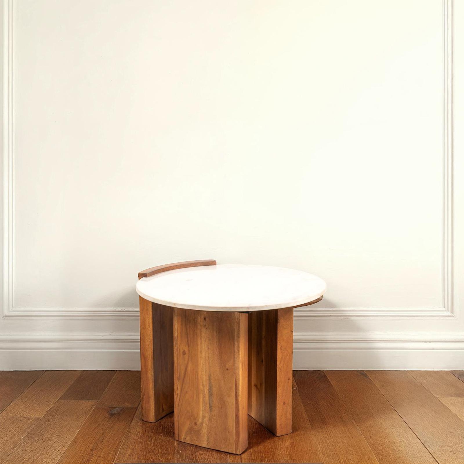 Bodhi Round Marble & Mango Wood Semi-Enclosed Coffee Table 3 Bodhi Round Marble & Mango Wood Semi-Enclosed Coffee Table