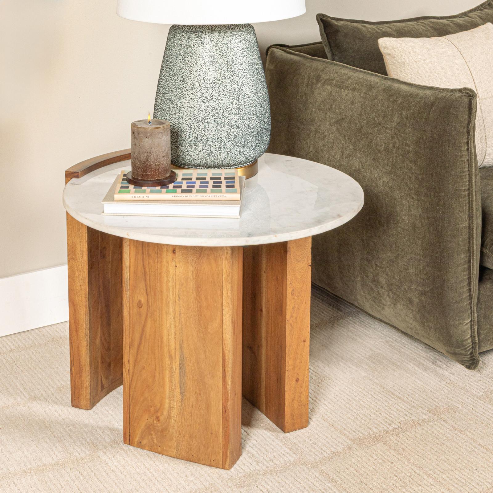 Bodhi Round Marble & Mango Wood Semi-Enclosed Coffee Table 4 Bodhi Round Marble & Mango Wood Semi-Enclosed Coffee Table