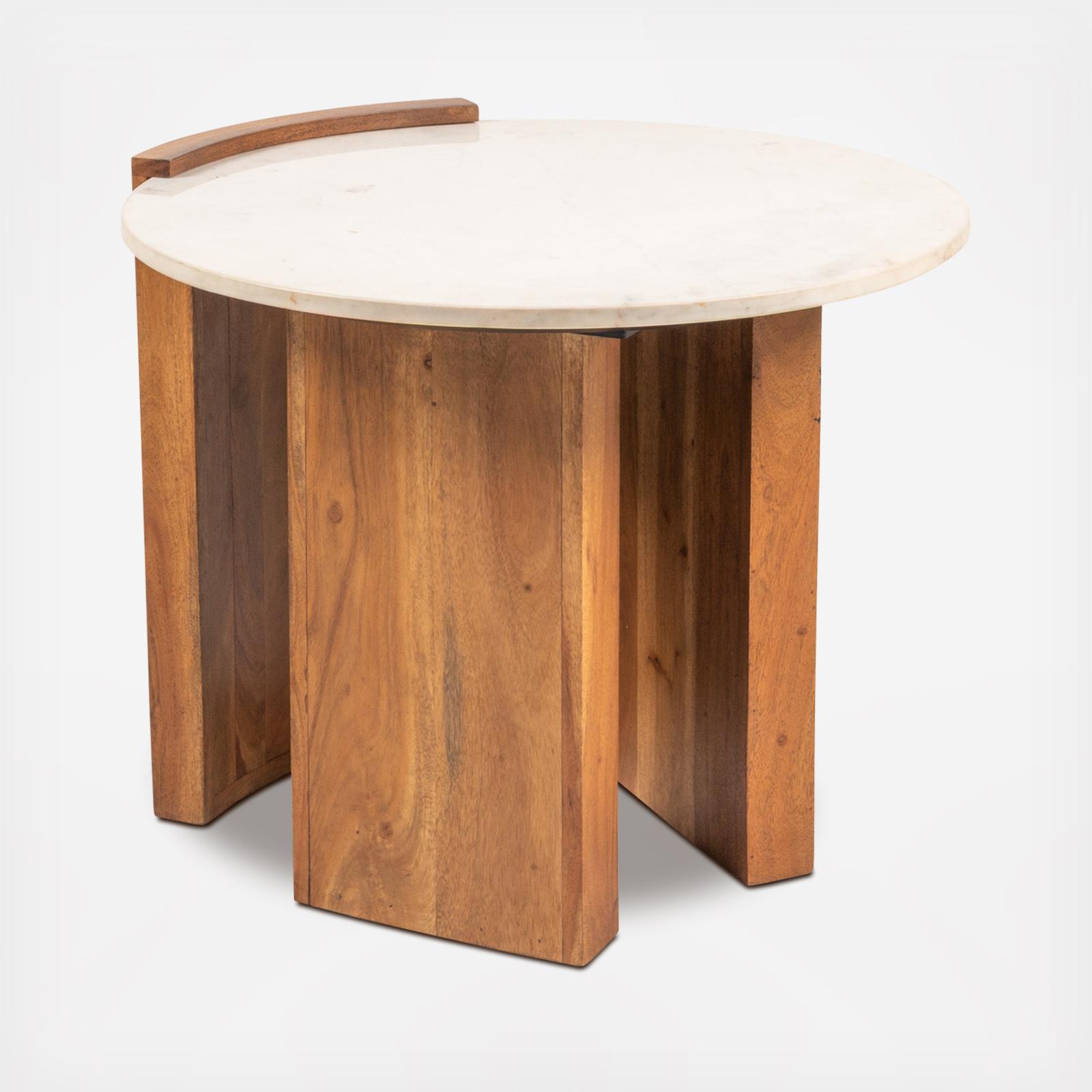 Bodhi Round Marble & Mango Wood Semi-Enclosed Coffee Table 6 Bodhi Round Marble & Mango Wood Semi-Enclosed Coffee Table