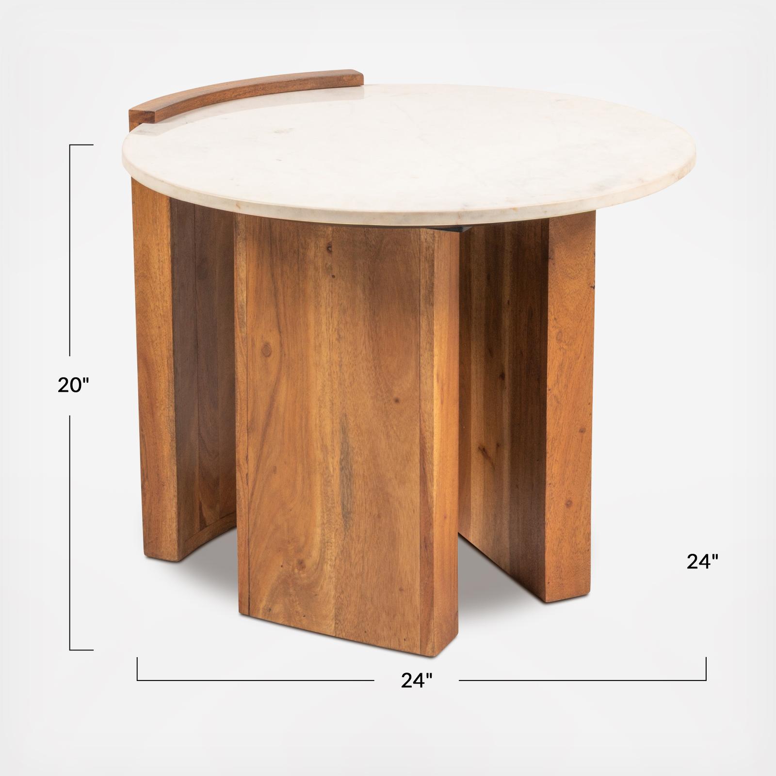 Bodhi Round Marble & Mango Wood Semi-Enclosed Coffee Table 8 Bodhi Round Marble & Mango Wood Semi-Enclosed Coffee Table
