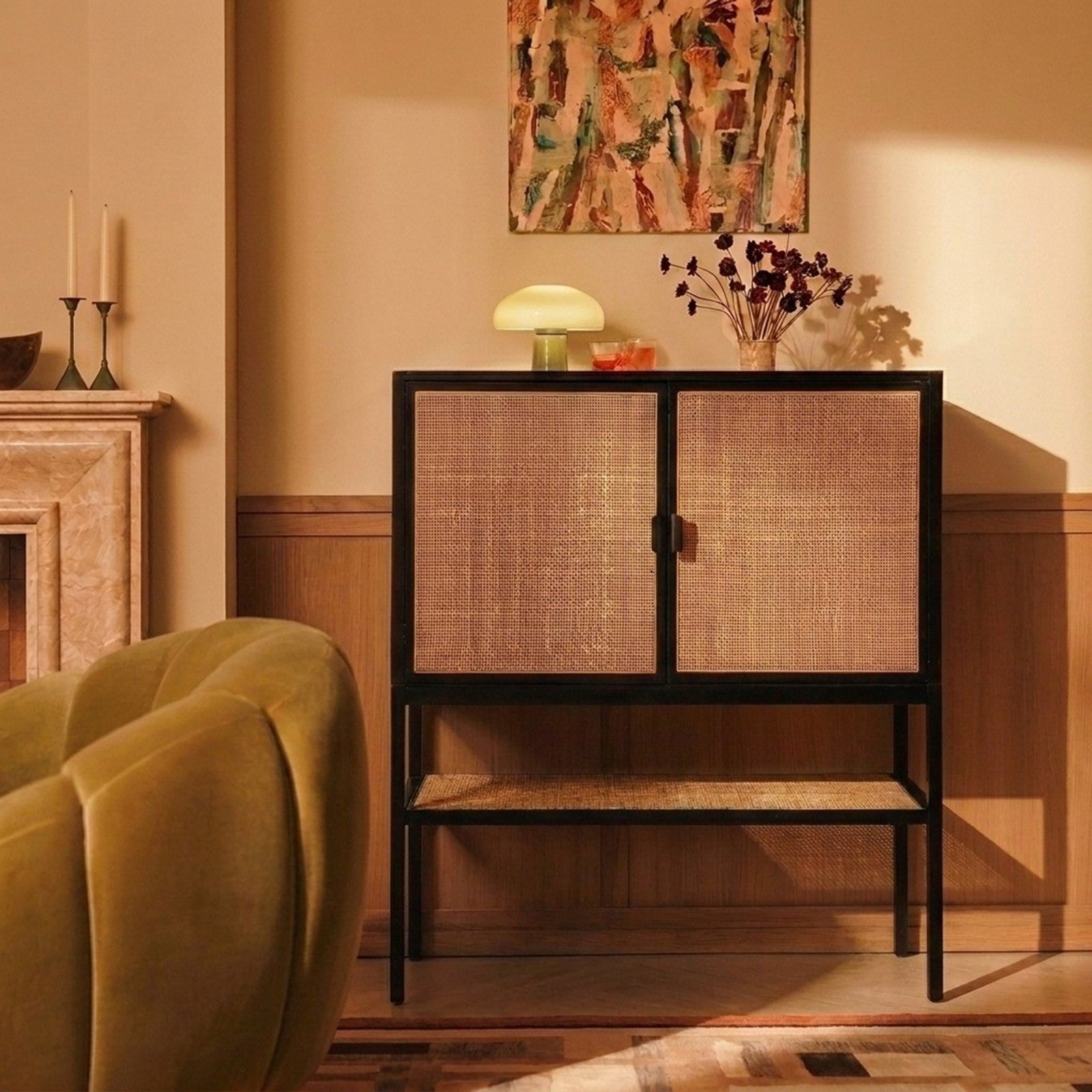 Boho Woven Rattan & Wood Cabinet 12 Boho Woven Rattan & Wood Cabinet