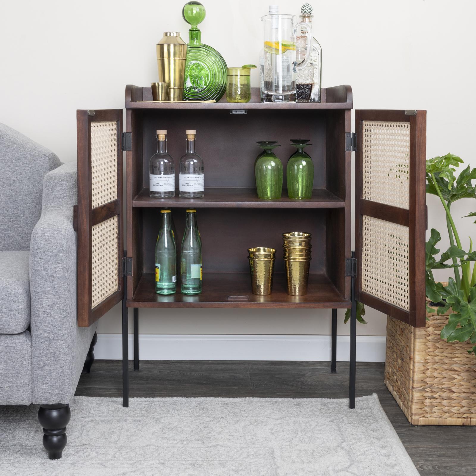 Boho Wood Bar Cabinet