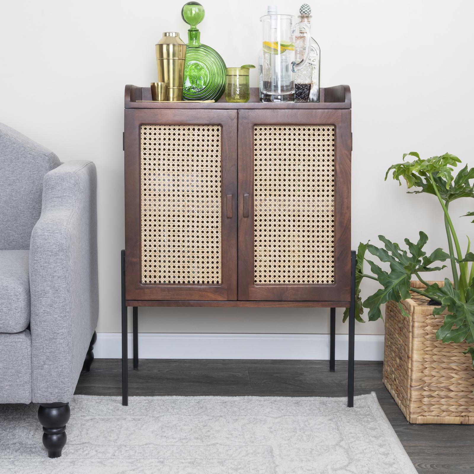 Boho Wood Bar Cabinet