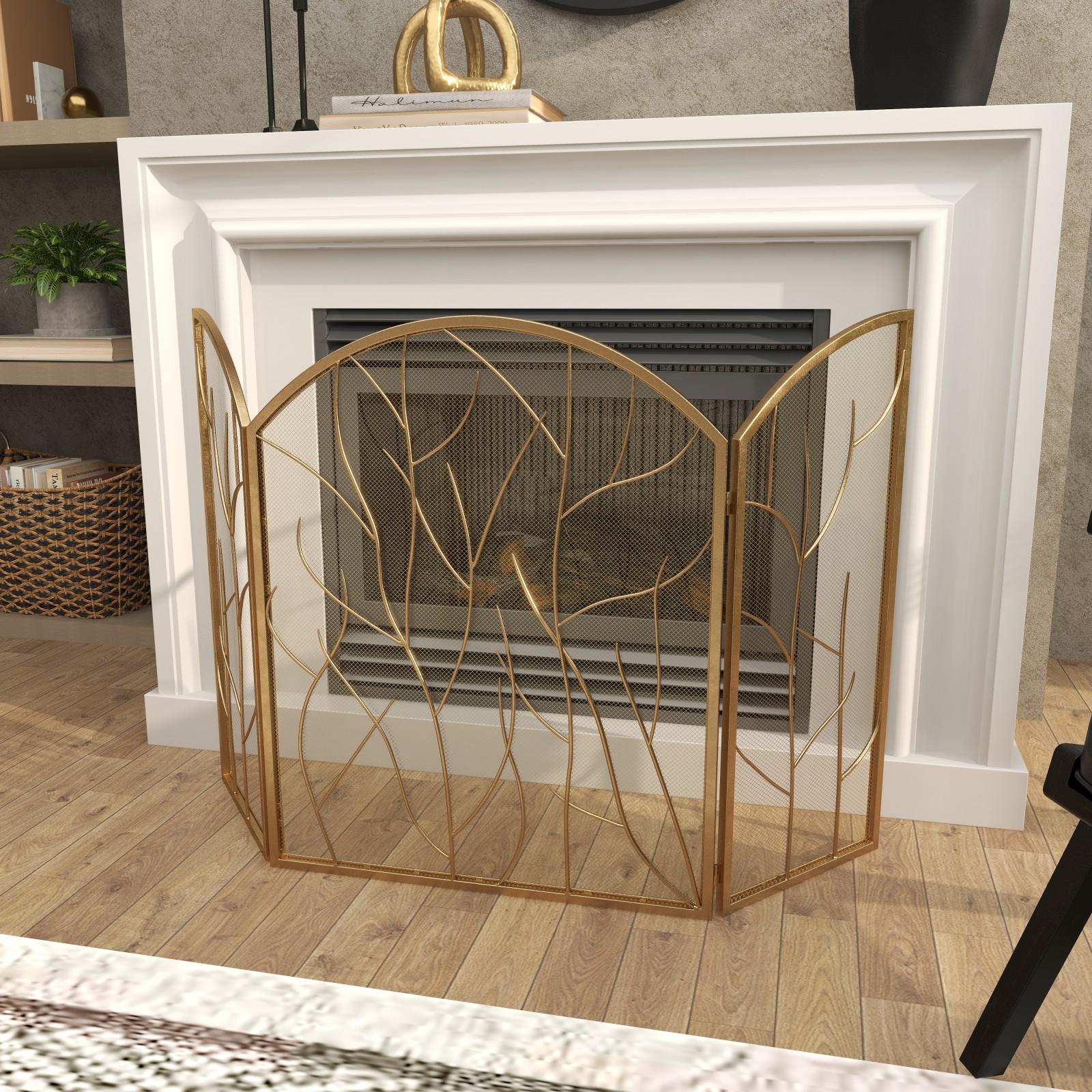 Branch 3-Panel Fireplace Screen 5 Branch 3-Panel Fireplace Screen