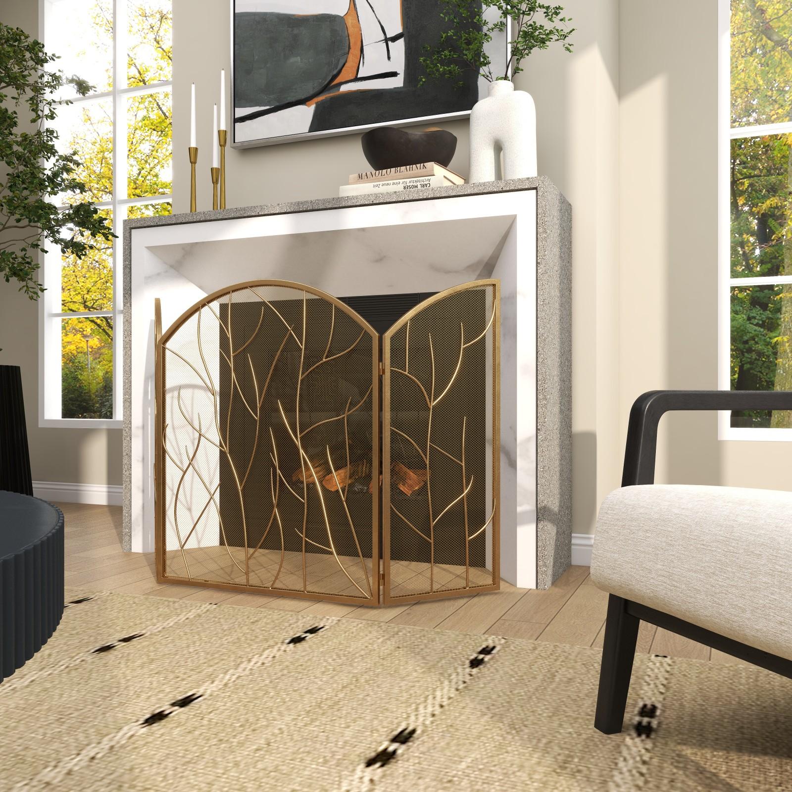 Branch 3-Panel Fireplace Screen 6 Branch 3-Panel Fireplace Screen