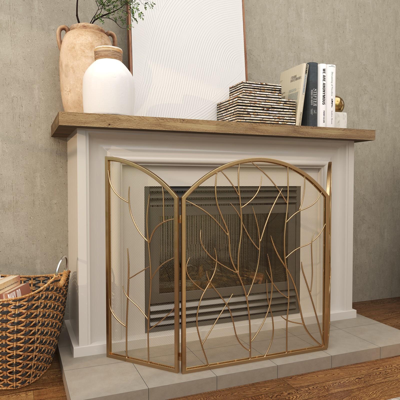 Branch 3-Panel Fireplace Screen 7 Branch 3-Panel Fireplace Screen