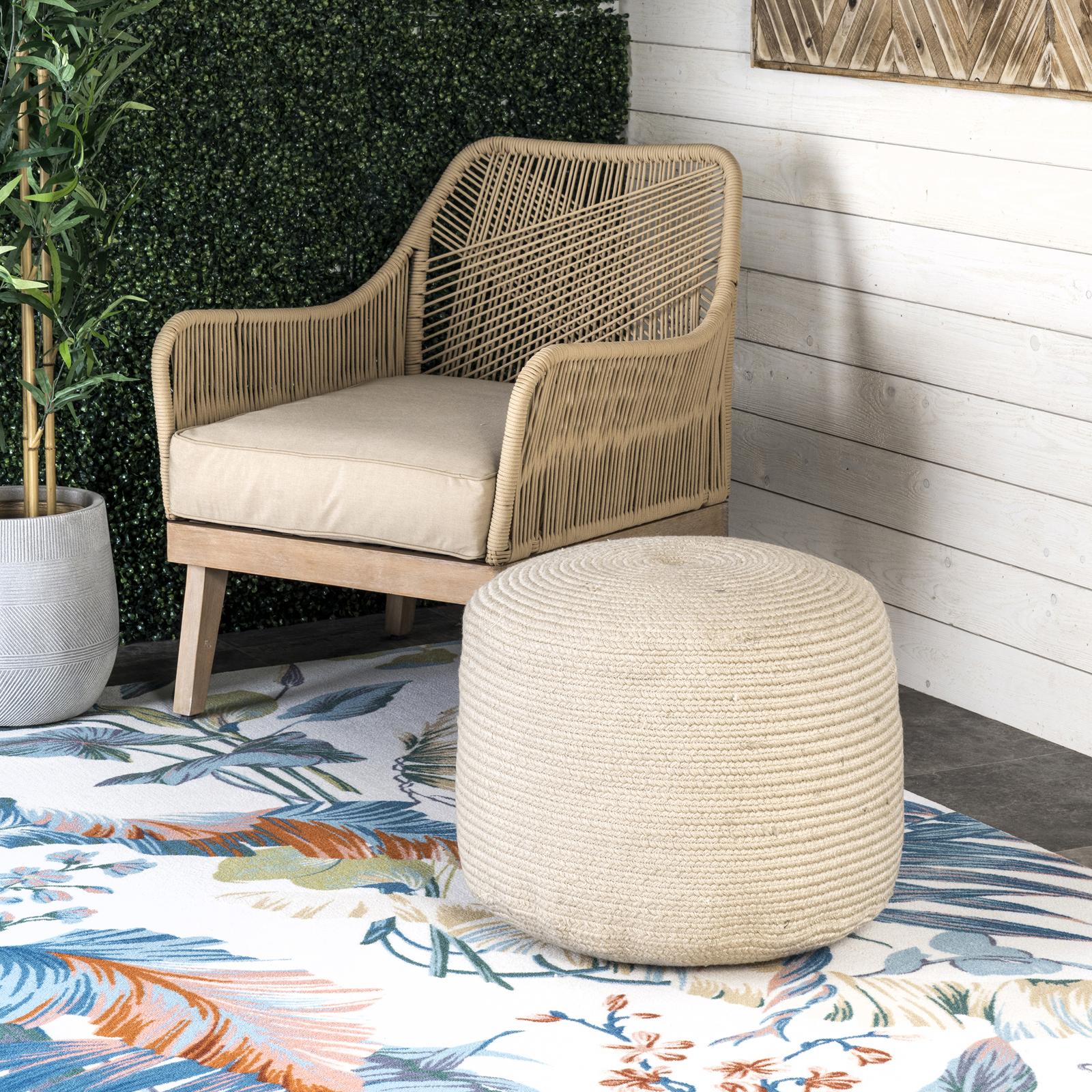 Braided Indoor/Outdoor Ottoman Pouf 4 Braided Indoor/Outdoor Ottoman Pouf
