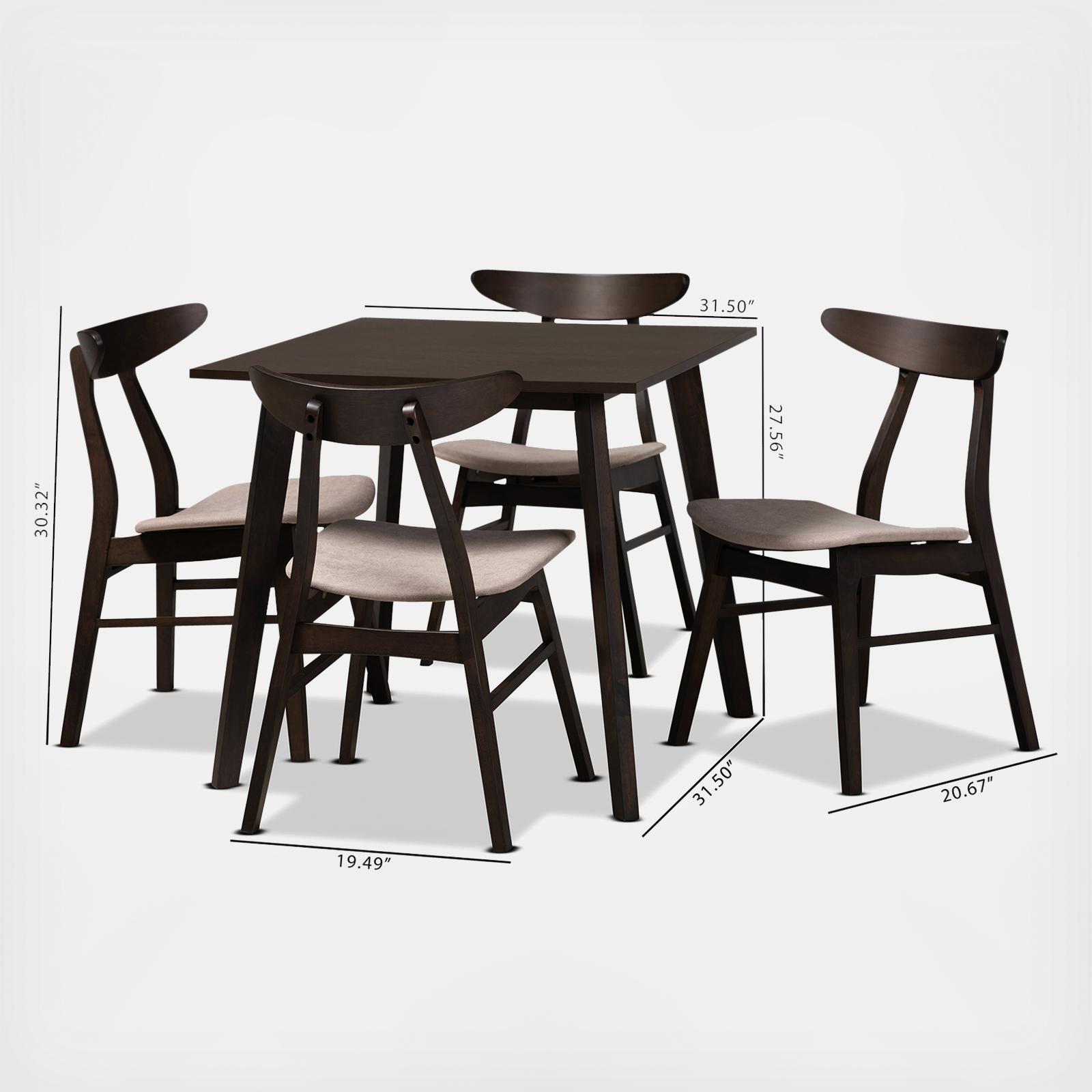 Britte Mid-Century Modern 5-Piece Dining Set 8 Britte Mid-Century Modern 5-Piece Dining Set