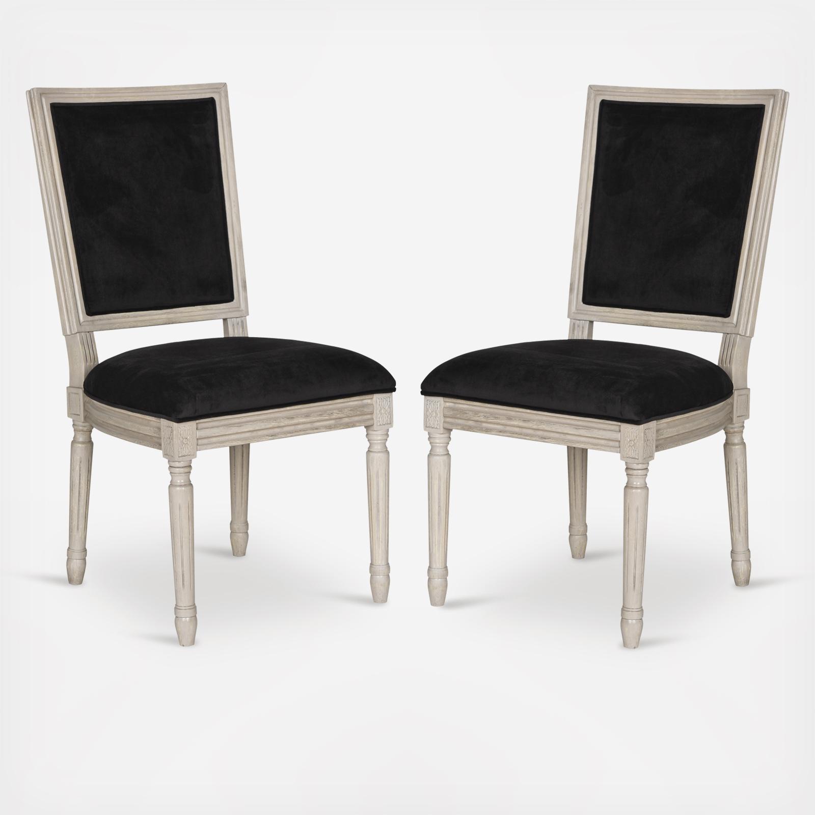 Buchanan French Brasserie Velvet Rectangle Side Chair, Set of 2 2 Buchanan French Brasserie Velvet Rectangle Side Chair, Set of 2