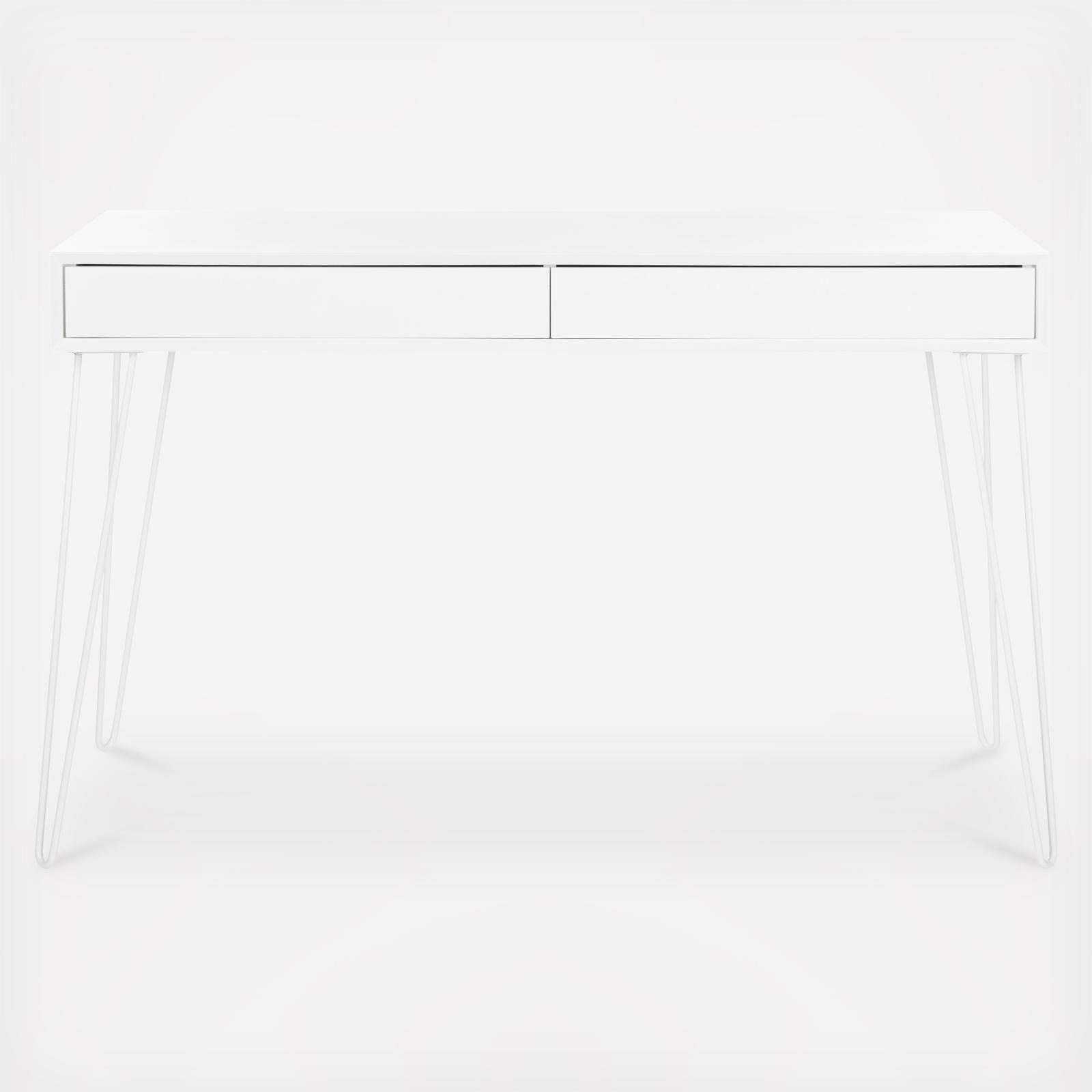 Cade Mid Century Retro Two Drawer Desk 2 Cade Mid Century Retro Two Drawer Desk