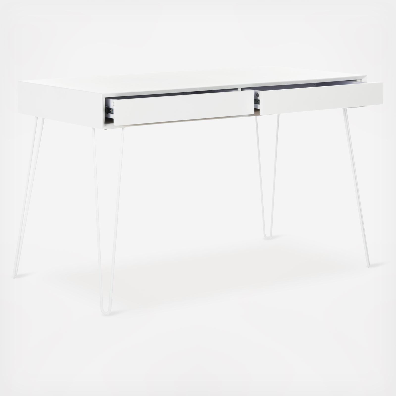 Cade Mid Century Retro Two Drawer Desk 6 Cade Mid Century Retro Two Drawer Desk