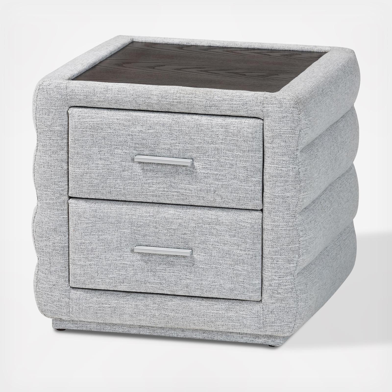 Cadmus Modern Channel-Tufted Fabric 2-Drawer Nightstand 2 Cadmus Modern Channel-Tufted Fabric 2-Drawer Nightstand