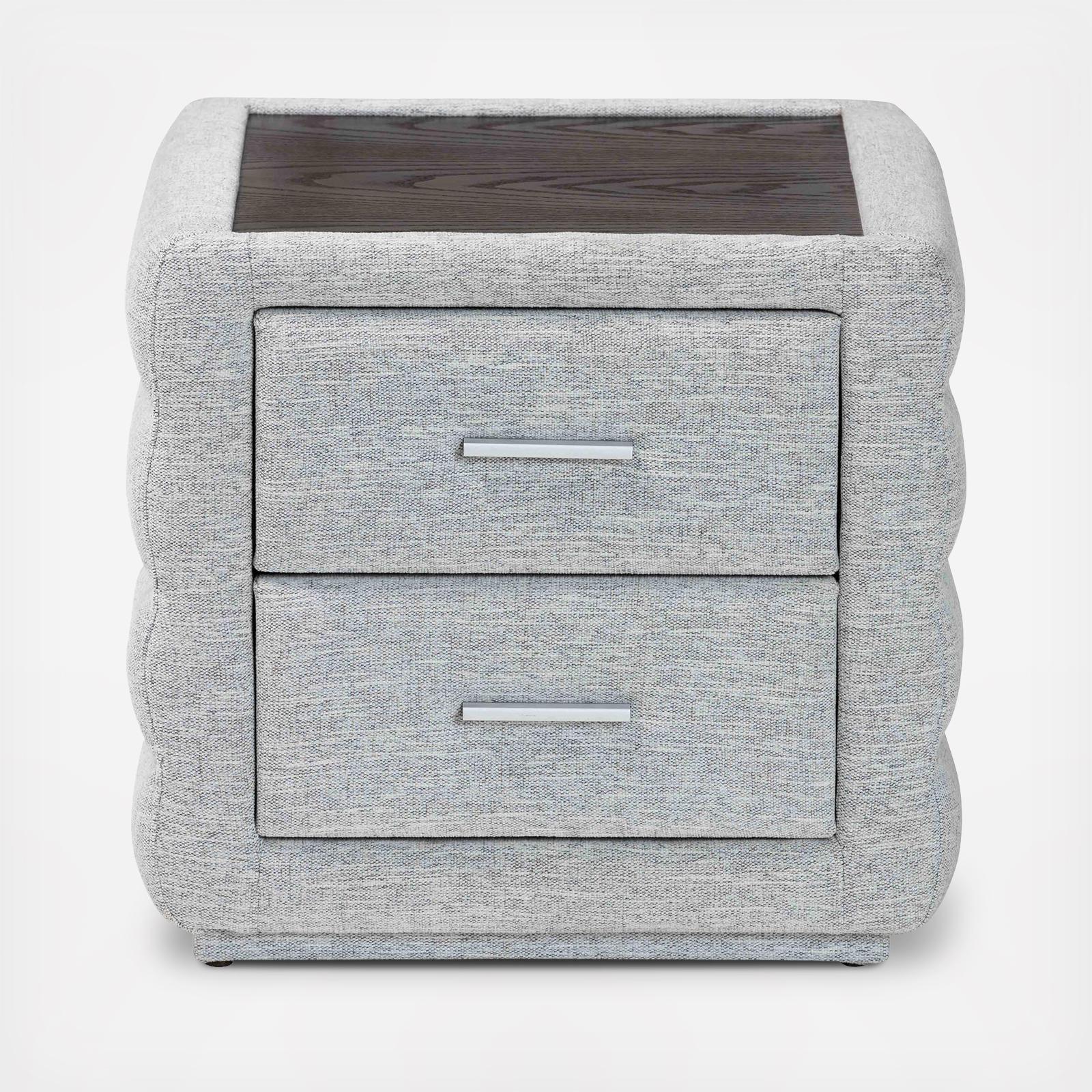 Cadmus Modern Channel-Tufted Fabric 2-Drawer Nightstand 4 Cadmus Modern Channel-Tufted Fabric 2-Drawer Nightstand