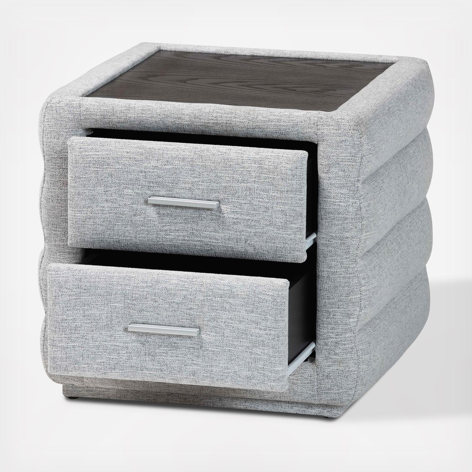 Cadmus Modern Channel-Tufted Fabric 2-Drawer Nightstand 5 Cadmus Modern Channel-Tufted Fabric 2-Drawer Nightstand