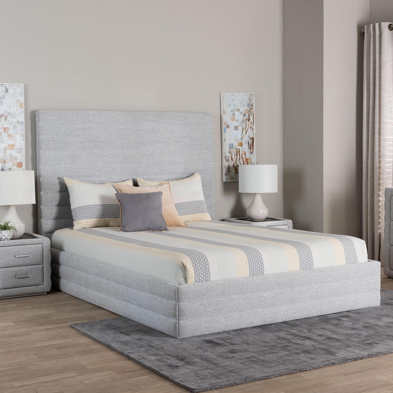 Cadmus Modern Channel-Tufted Fabric Platform Bed 16 Cadmus Modern Channel-Tufted Fabric Platform Bed