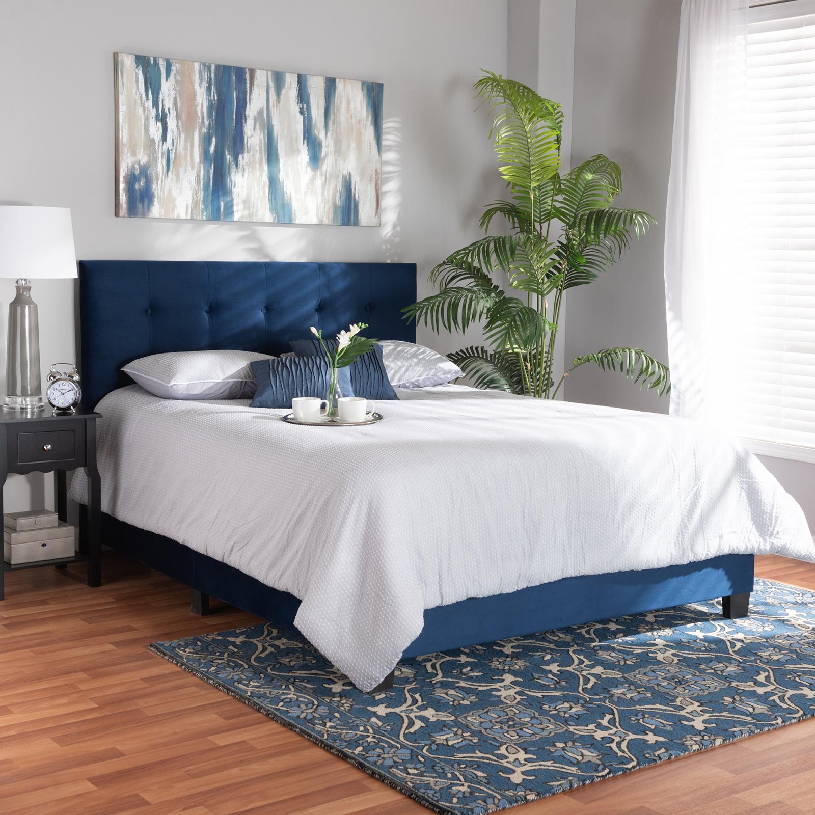Caprice Velvet Upholstered Panel Bed