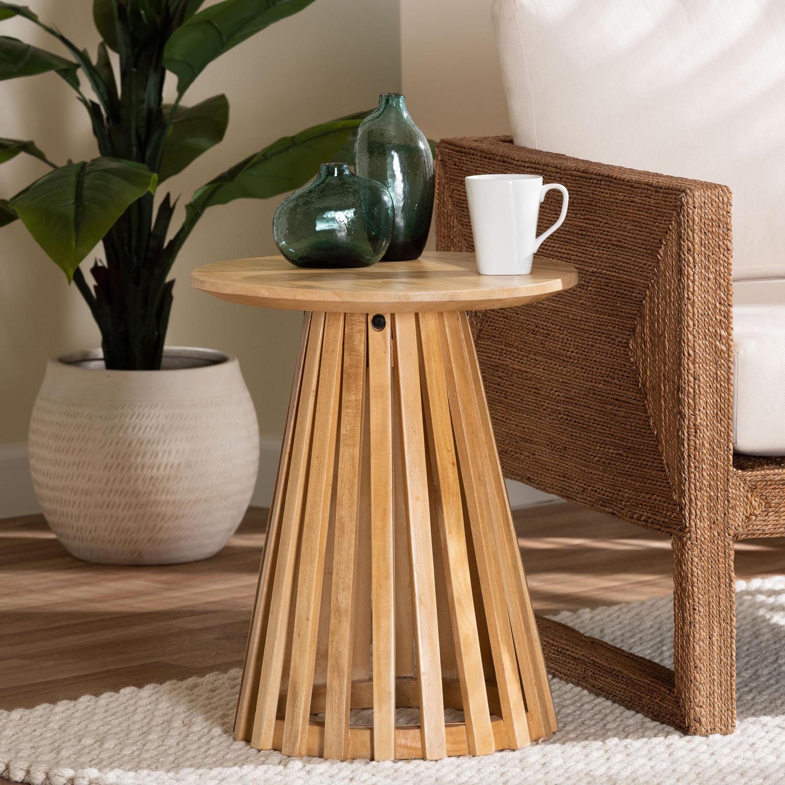 Caribic Modern Slatted End Table 1 Caribic Modern Slatted End Table