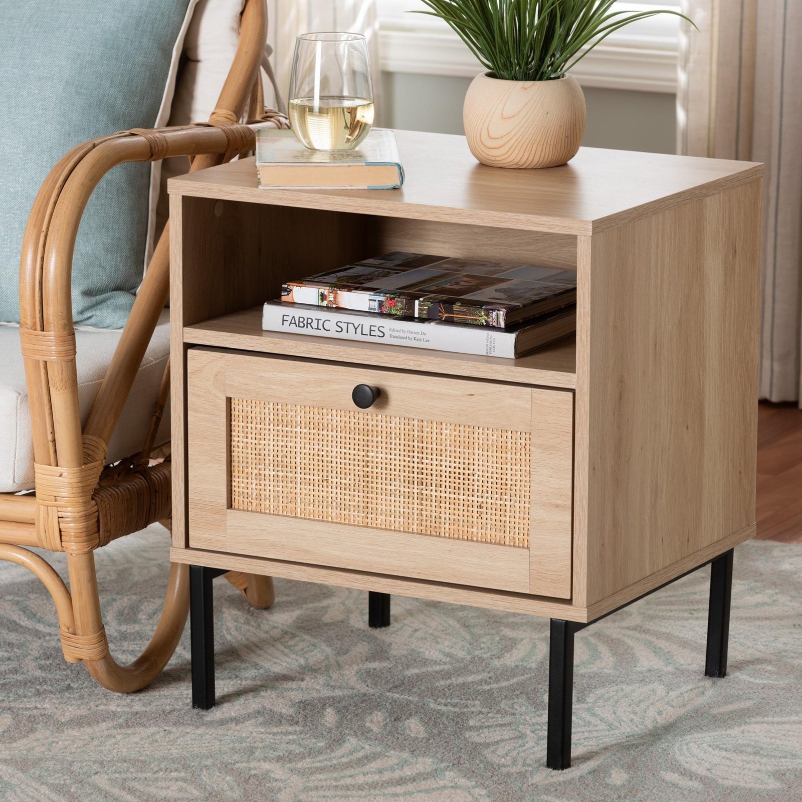 Caterina Natural Rattan 1-Door Nightstand 5 Caterina Natural Rattan 1-Door Nightstand