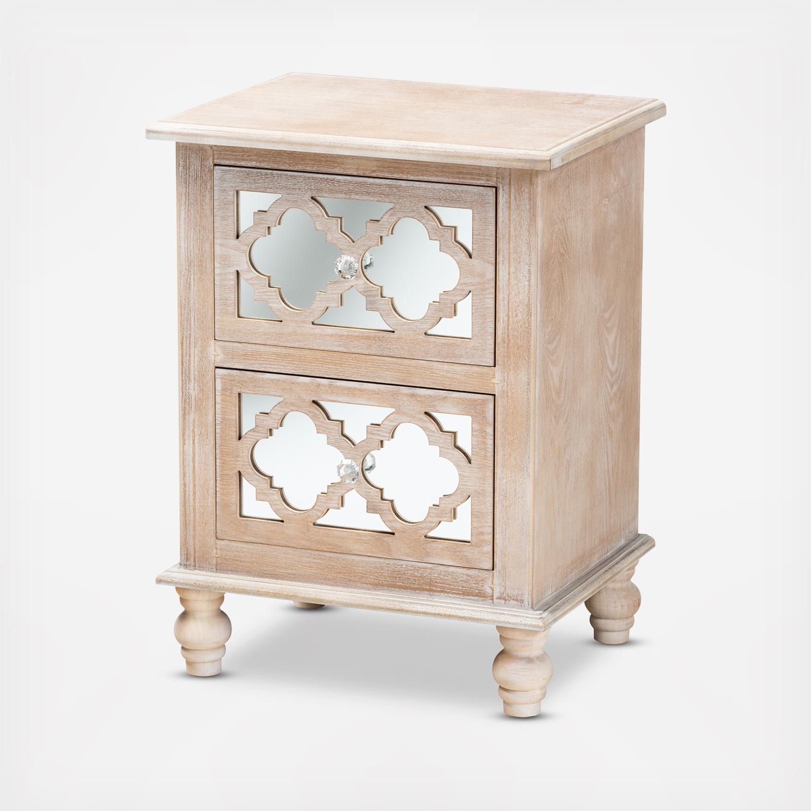 Celia French 2-Drawer Quatrefoil Nightstand 2 Celia French 2-Drawer Quatrefoil Nightstand