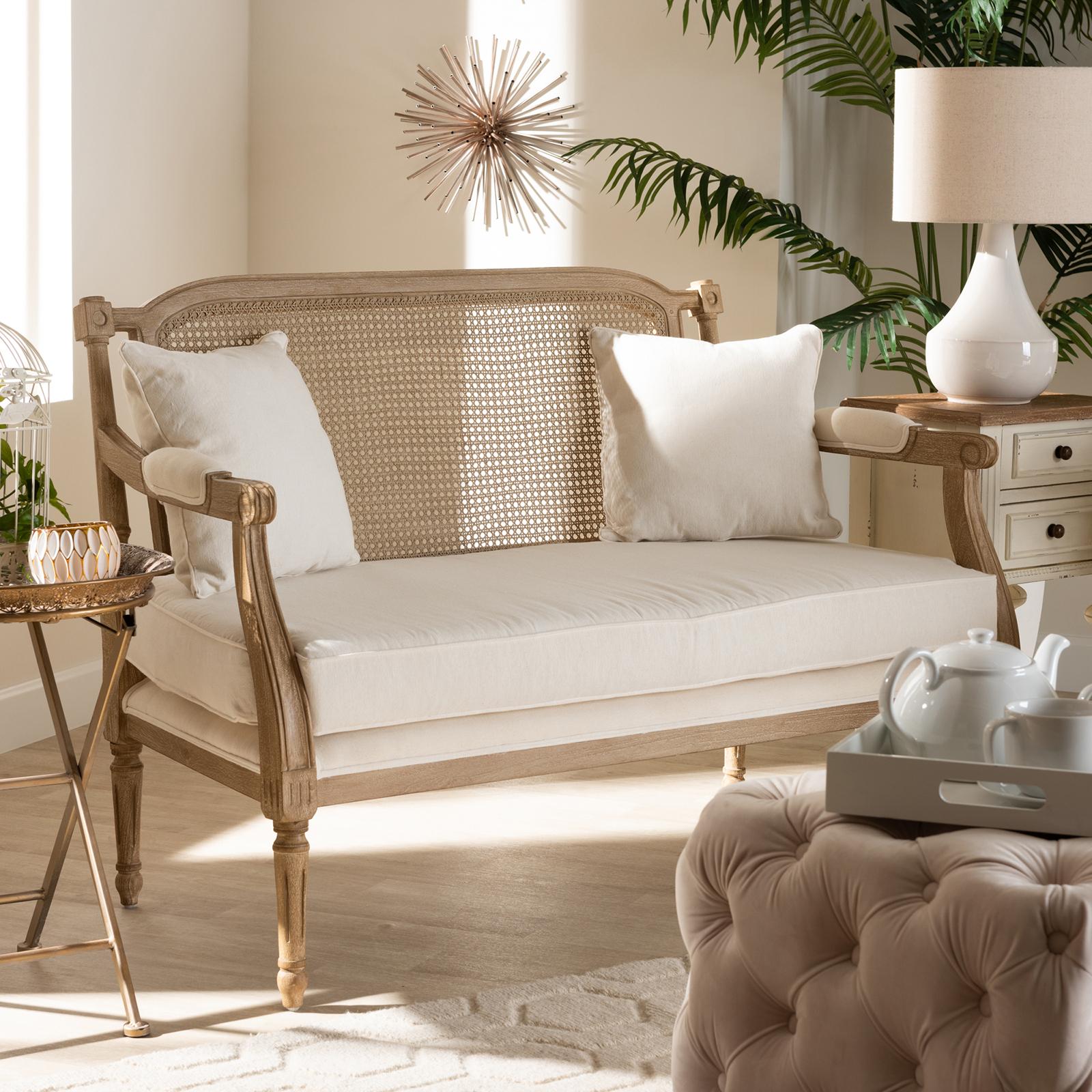 Clemence French Provincial Whitewashed Double Wood Armchair 17 Clemence French Provincial Whitewashed Double Wood Armchair