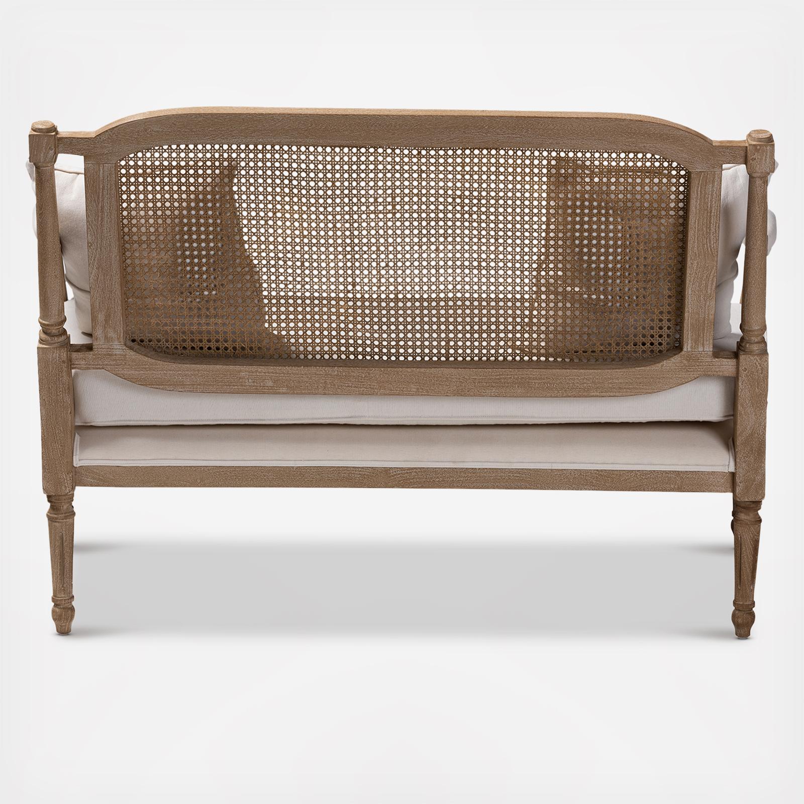 Clemence French Provincial Whitewashed Double Wood Armchair 3 Clemence French Provincial Whitewashed Double Wood Armchair