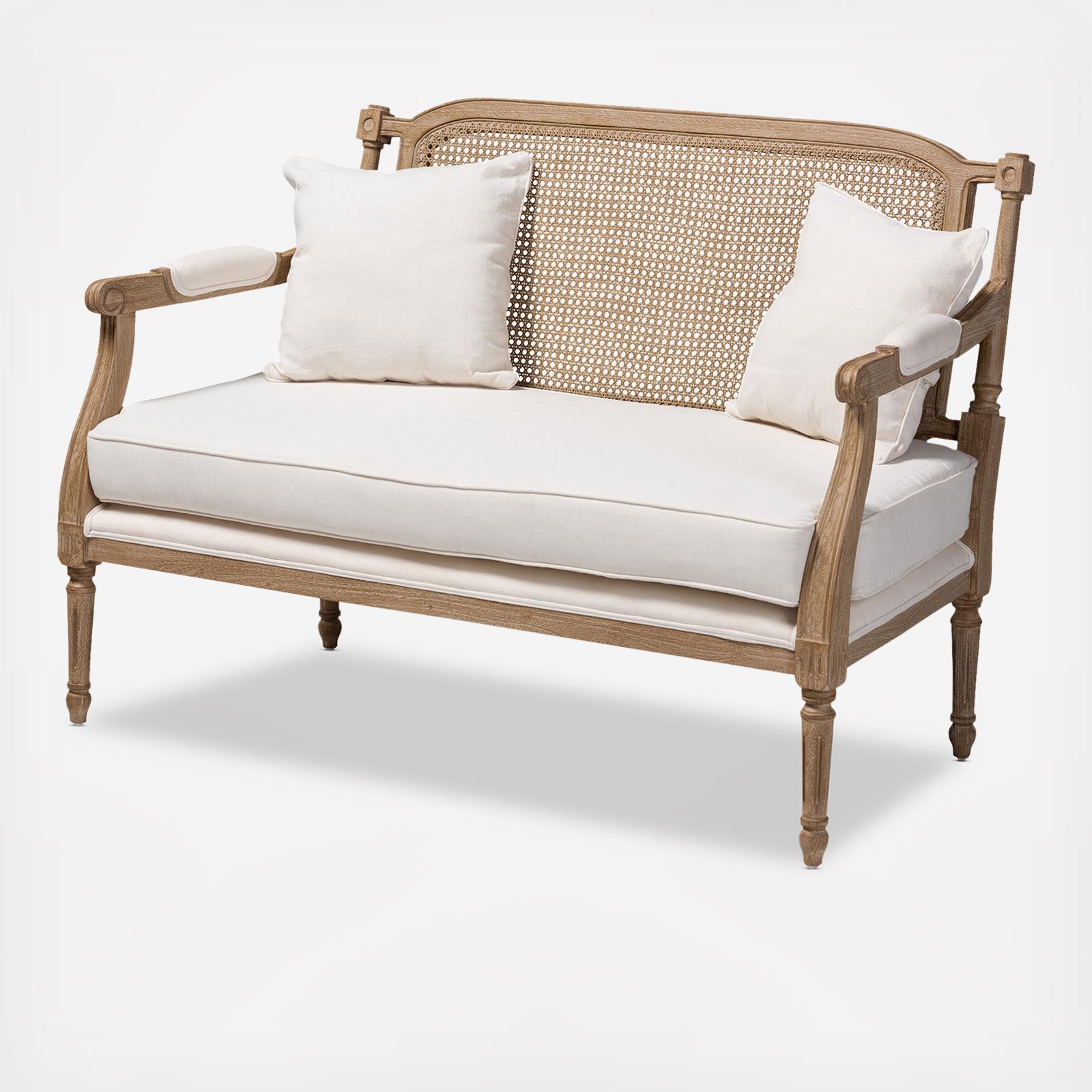 Clemence French Provincial Whitewashed Double Wood Armchair 5 Clemence French Provincial Whitewashed Double Wood Armchair