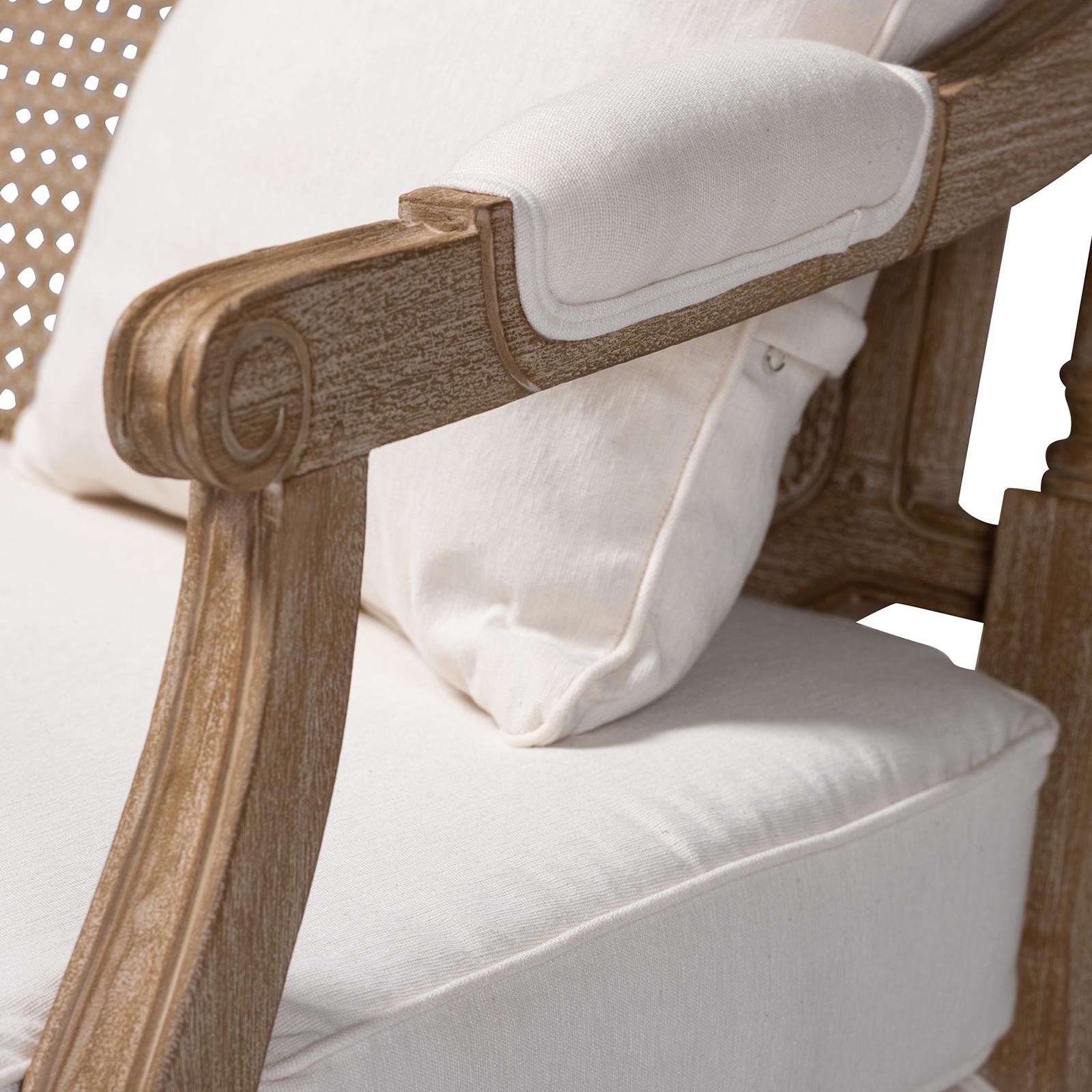 Clemence French Provincial Whitewashed Double Wood Armchair 6 Clemence French Provincial Whitewashed Double Wood Armchair