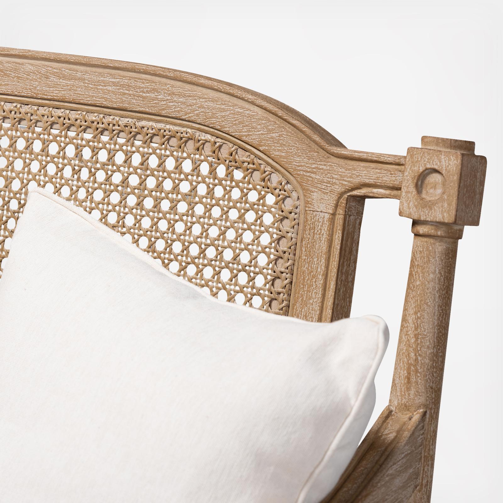 Clemence French Provincial Whitewashed Double Wood Armchair 7 Clemence French Provincial Whitewashed Double Wood Armchair