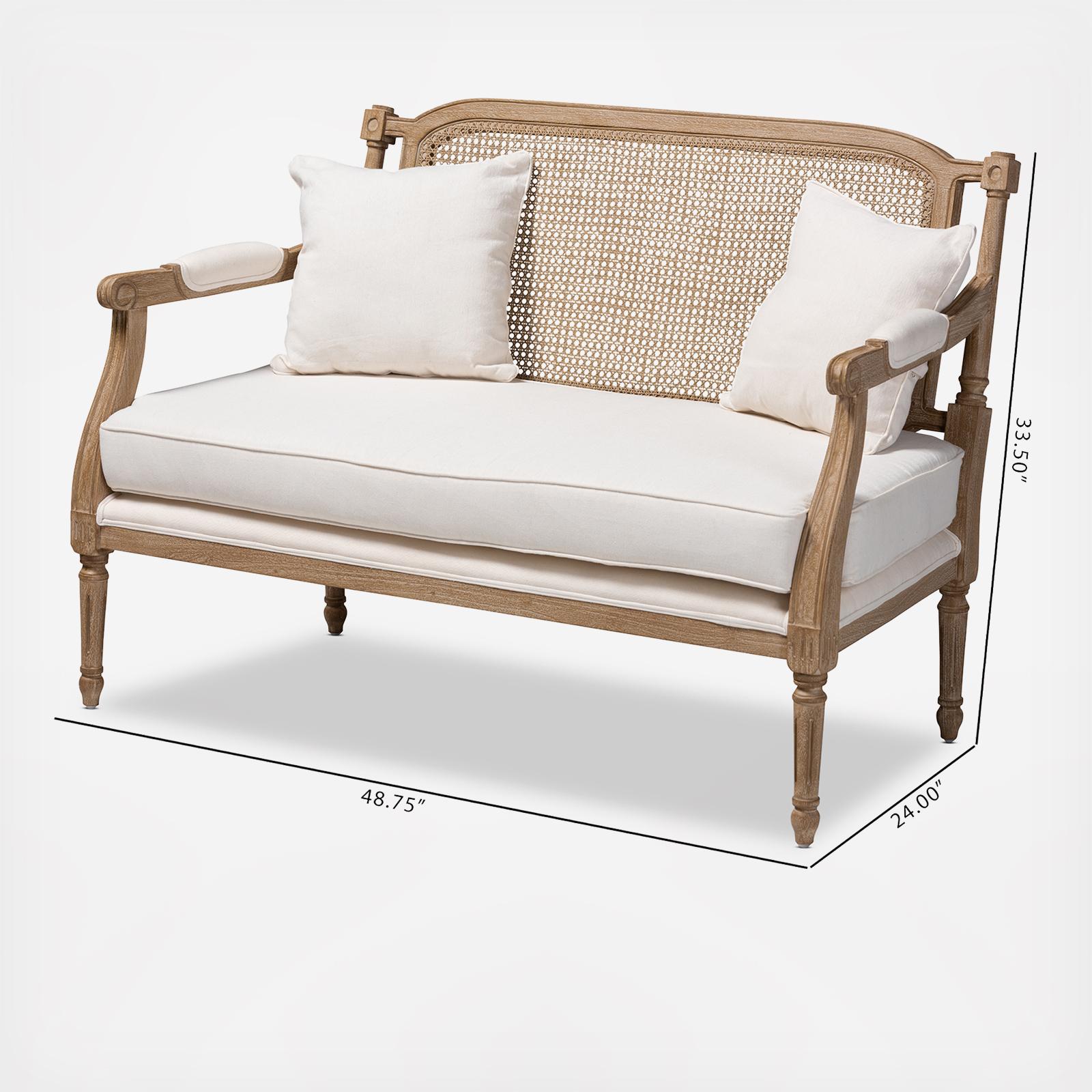 Clemence French Provincial Whitewashed Double Wood Armchair 8 Clemence French Provincial Whitewashed Double Wood Armchair