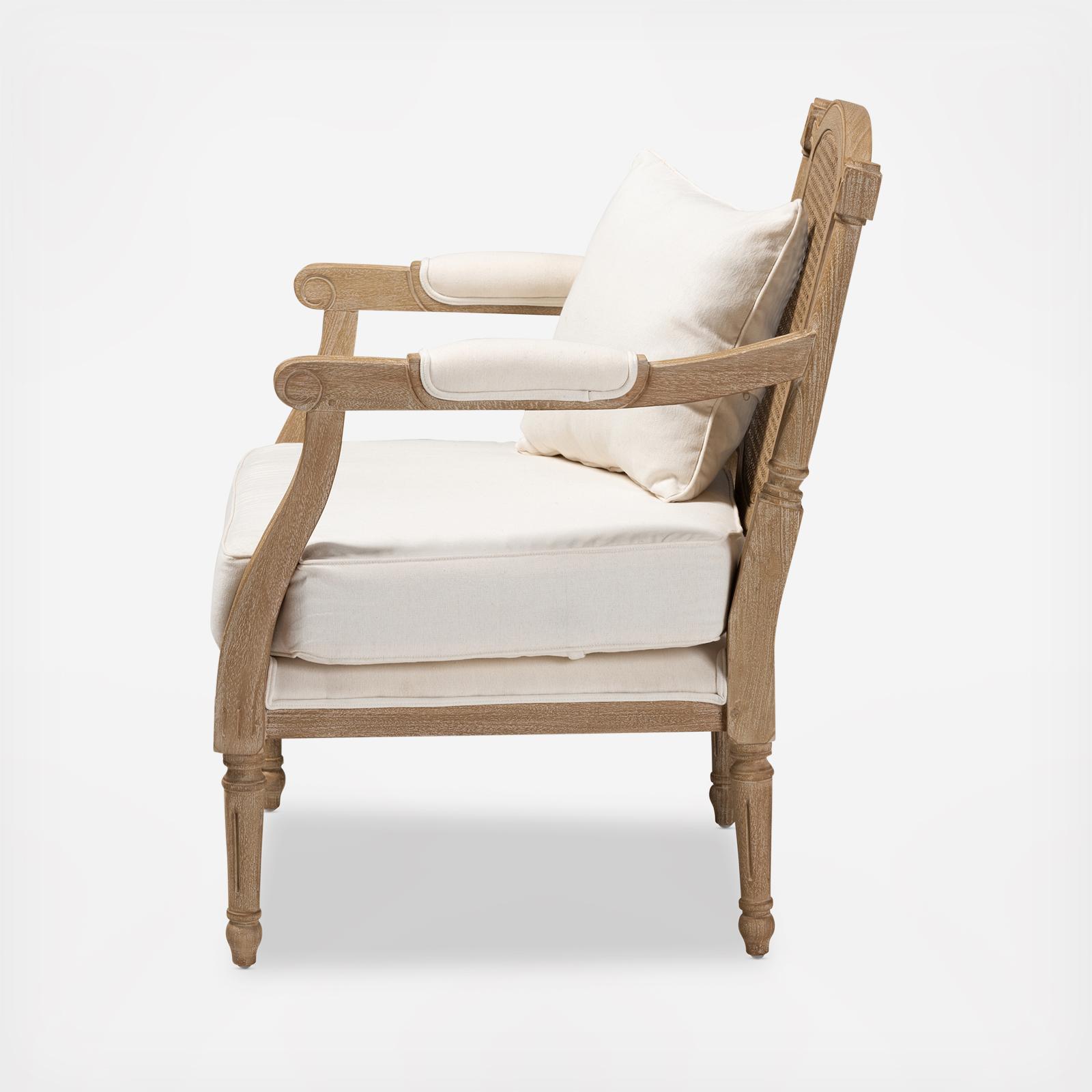 Clemence French Provincial Whitewashed Single Wood Armchair 5 Clemence French Provincial Whitewashed Single Wood Armchair