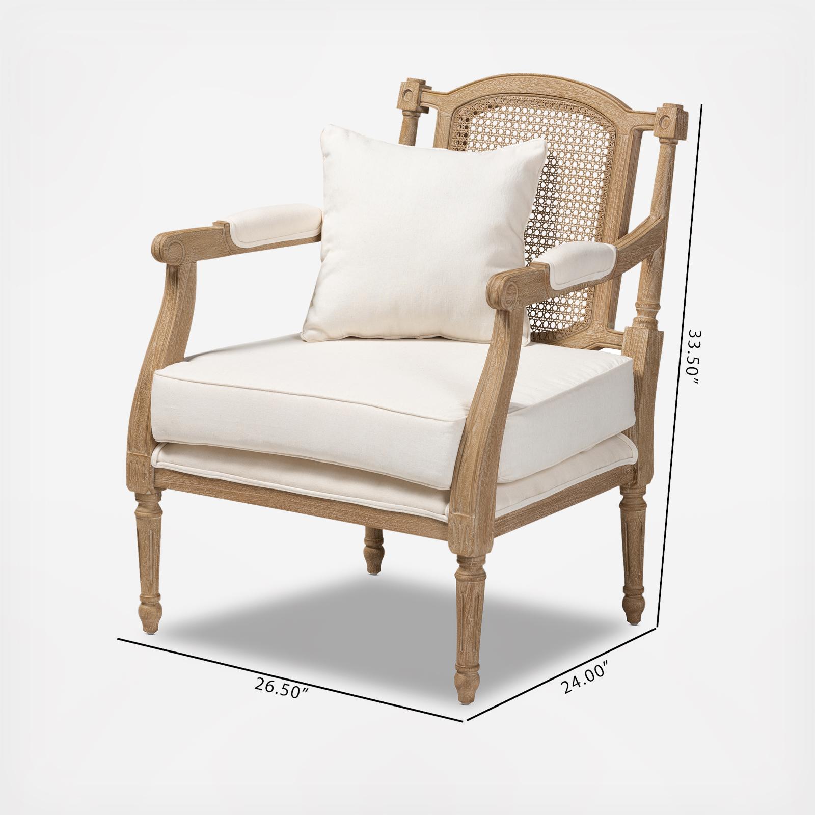 Clemence French Provincial Whitewashed Single Wood Armchair 8 Clemence French Provincial Whitewashed Single Wood Armchair