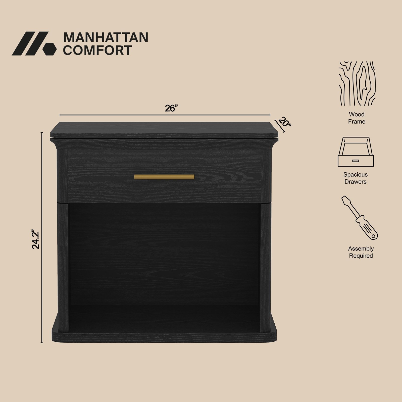 Clifford 1-Drawer Nightstand 7 Clifford 1-Drawer Nightstand