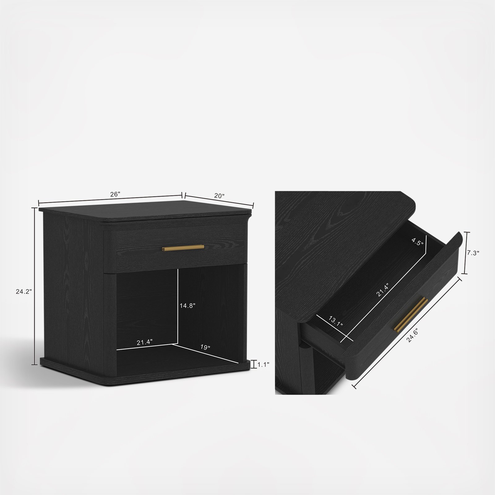 Clifford 1-Drawer Nightstand 8 Clifford 1-Drawer Nightstand