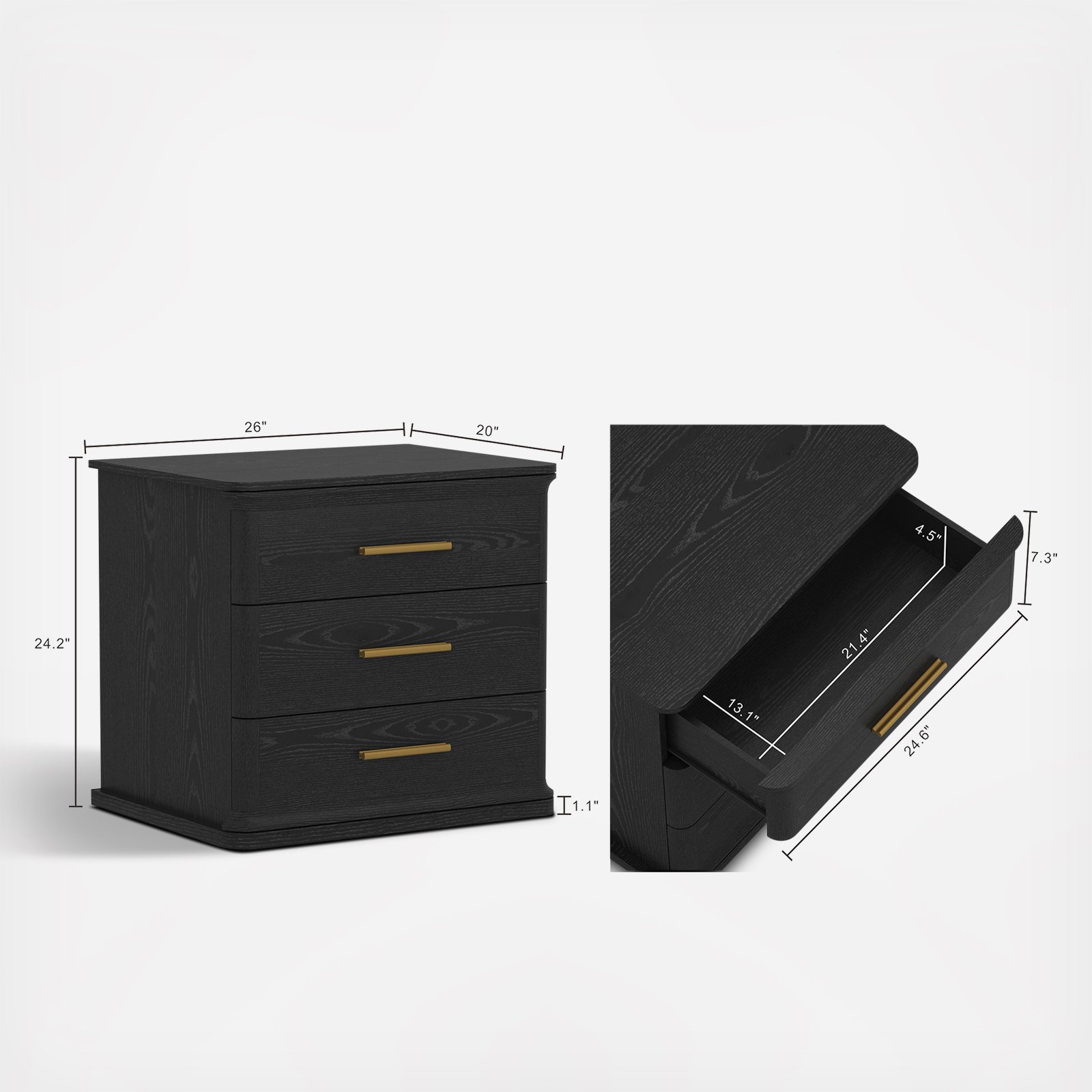 Clifford 3-Drawer Nightstand 8 Clifford 3-Drawer Nightstand