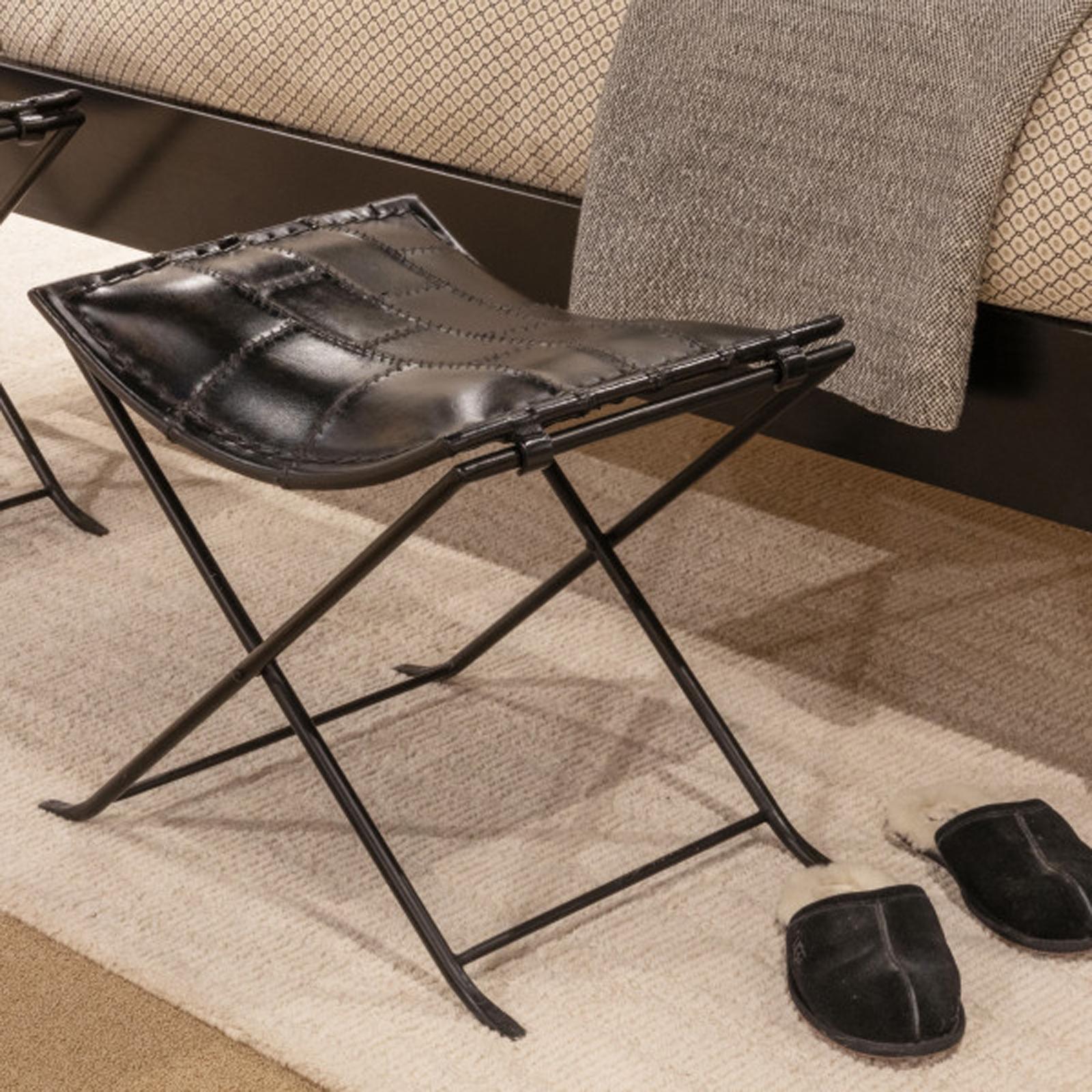 Collapsible Leather & Metal Stool 6 Collapsible Leather & Metal Stool