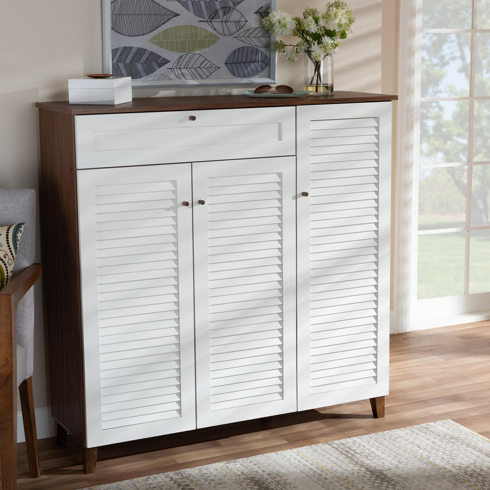 Coolidge Contemporary 11-Shelf Shoe Cabinet with Drawer 17 Coolidge Contemporary 11-Shelf Shoe Cabinet with Drawer